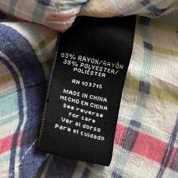 Zac & Rachel Multicolor Plaid ,Women Tunic Roll Tab Sleeve 1/2 Button Front Sz M - Picture 11 of 11